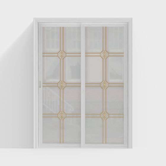 Classic Glass Sliding Door 3D Model