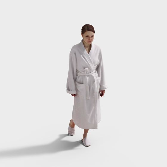 Soft White Bathrobe 3D model for Tranquil Mornings
