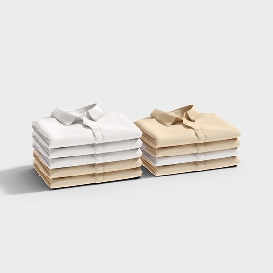 Charming Low-Poly Shirt Stack 3D model