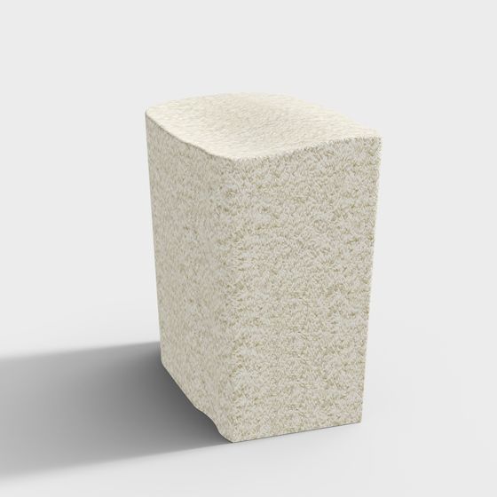 Snowy Velvet Stool 3D model