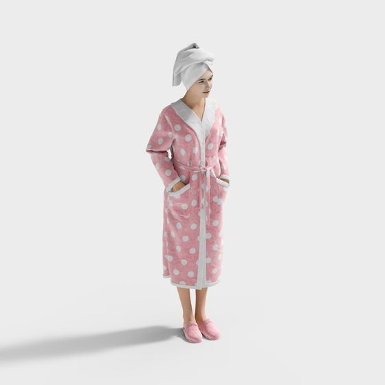 Charming Pink Bathrobe 3D Model