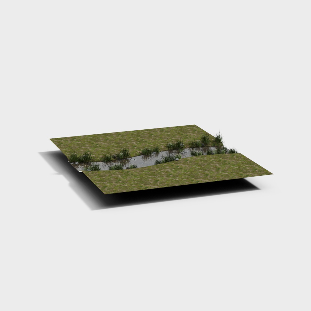 Lush Meadow Stream 3D Model