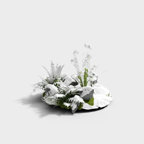 Snowy Fern Garden 3D model for Creative Projects
