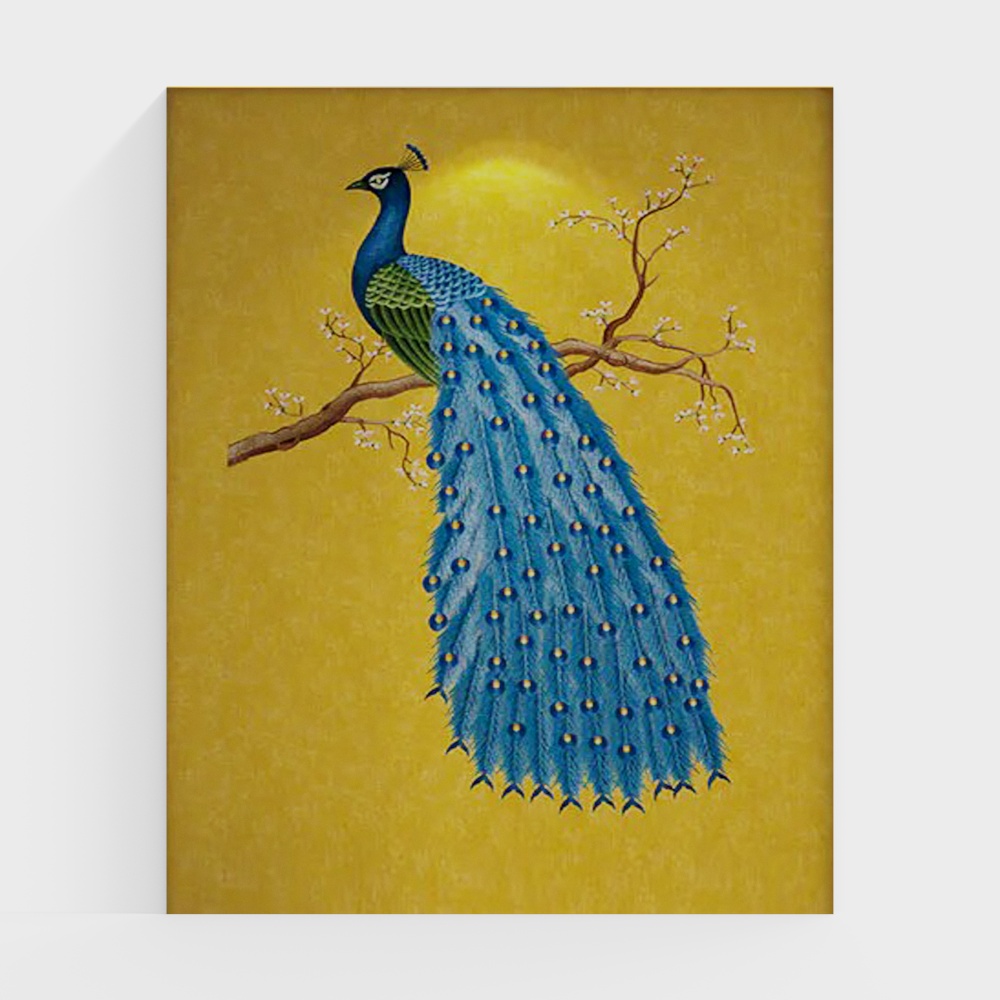 Ireland Wall Fabric Pure Embroidery Background Wall High-End Atmospheric Modern Chinese Hard Package Wall Painting Peacock Image