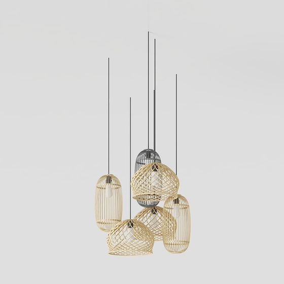 Bamboo Art Pendant Lamp 3D model