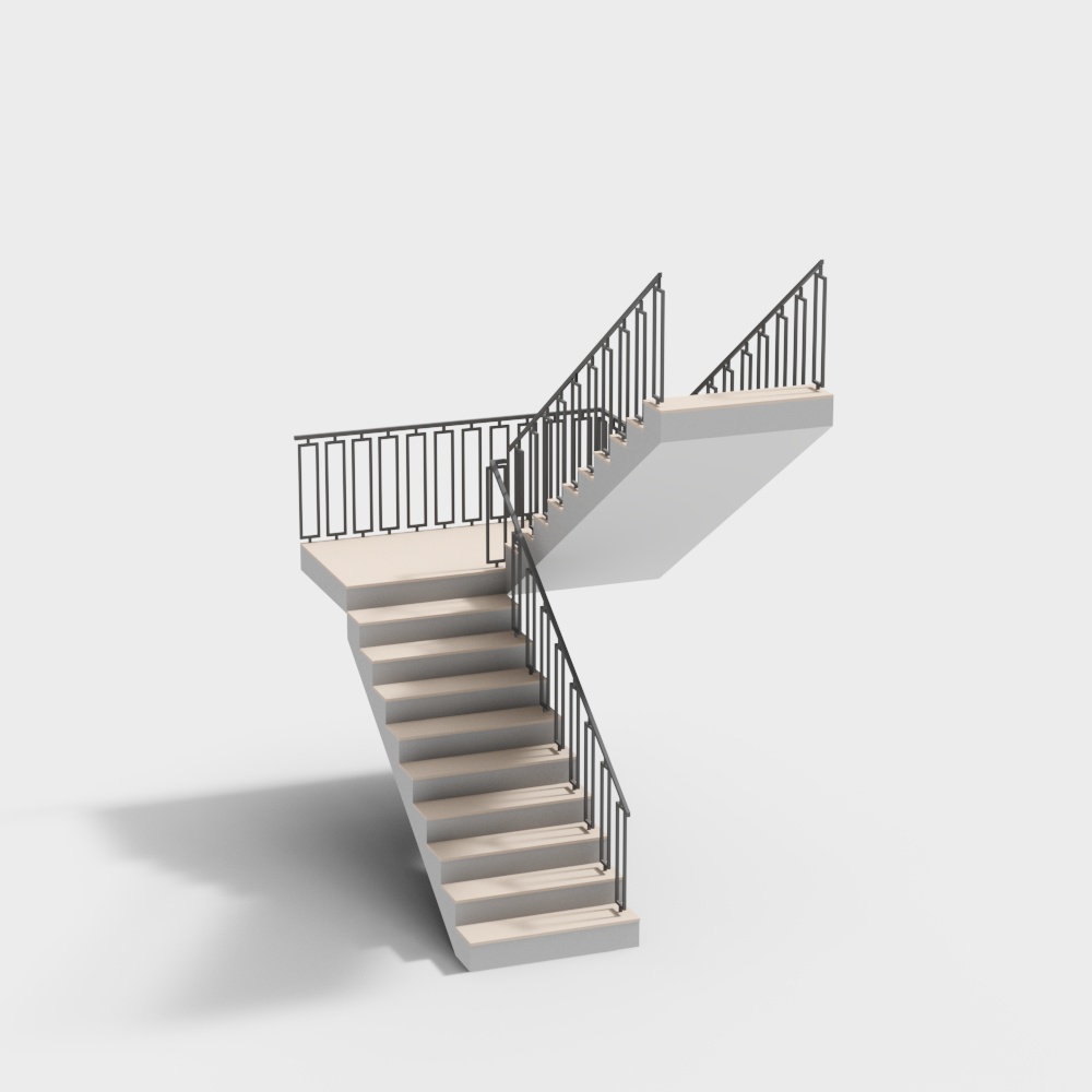 Stylish Low-Poly Modern Staircase 3D model