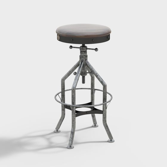 Vintage Metal Bar Stool 3D model