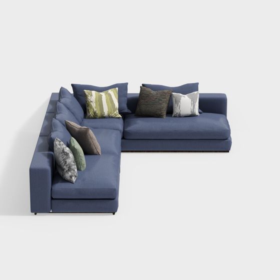 Stylish Low-Poly Modern Sofa 3D model