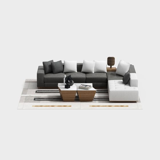 Stylish Low-Polygon Sofa 3D Model for Modern Interiors