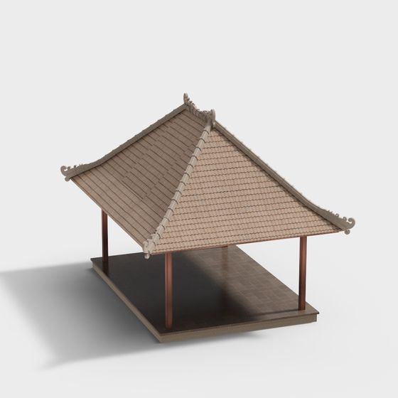 Exquisite East Asian Pavilion 3D model
