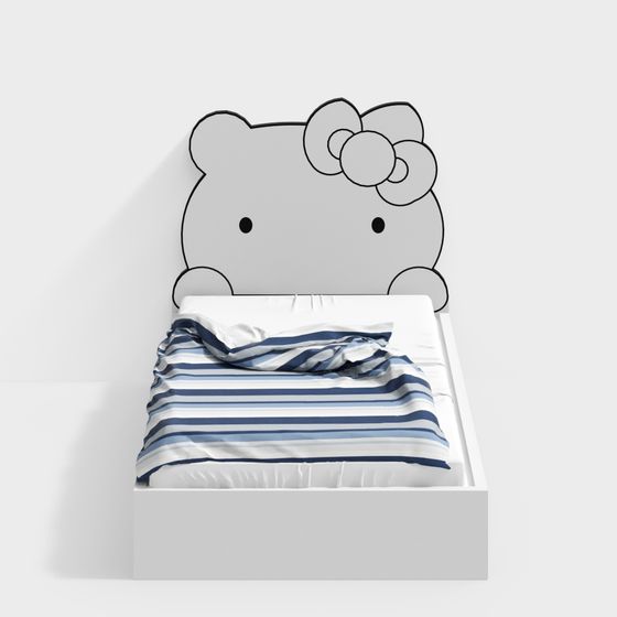 Hello Kitty Headboard 3D Model for Kids' Rooms