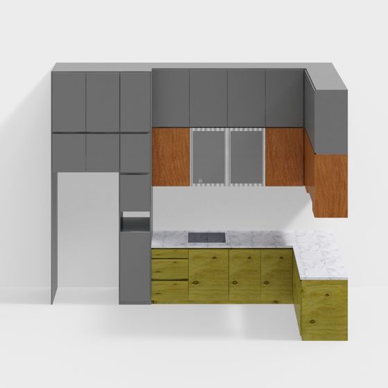 Modern Minimalist Kitchen 3D model Design
