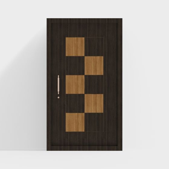 Chessboard Pattern Wooden Door 3D model