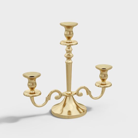 Elegant Golden Candelabra 3D model