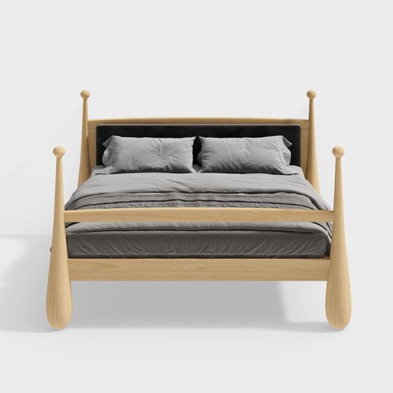 Stylish Nordic Bed Frame 3D model for Modern Interiors