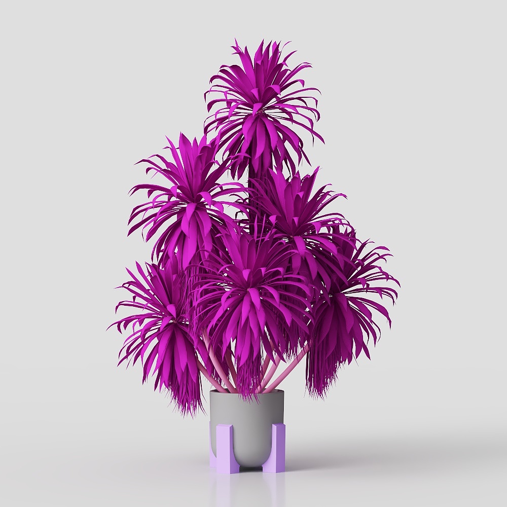palm plant in concrete dirt vase - Indoor plant 275