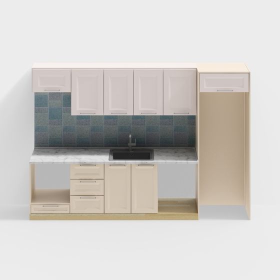 Elegant Low-Poly Detailed Kitchen Cabinet 3D Model
