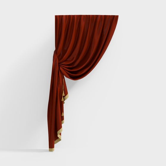 Elegant Low-Poly Curtain 3D model