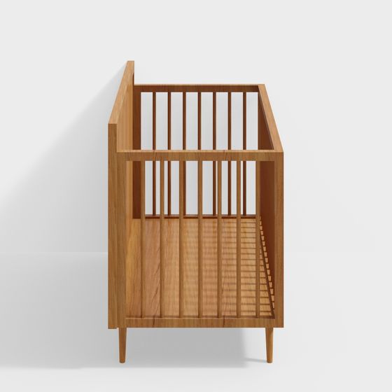 Minimalist Wooden Crib 3D model