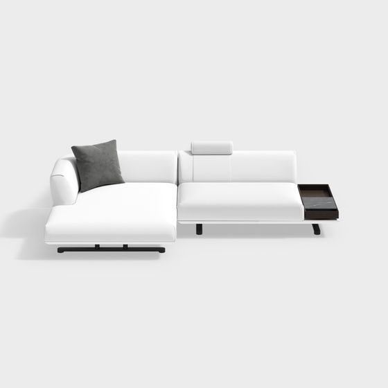 Minimalist Leather Sofa 3D model for Contemporary Interiors