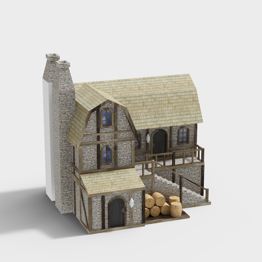 Charming Medieval Stone House 3D model