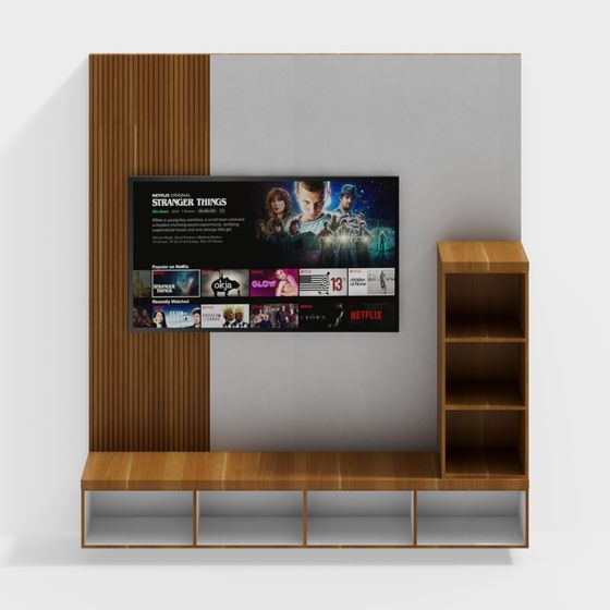 Stylish Low-Poly TV Cabinet 3D model for Modern Living Rooms