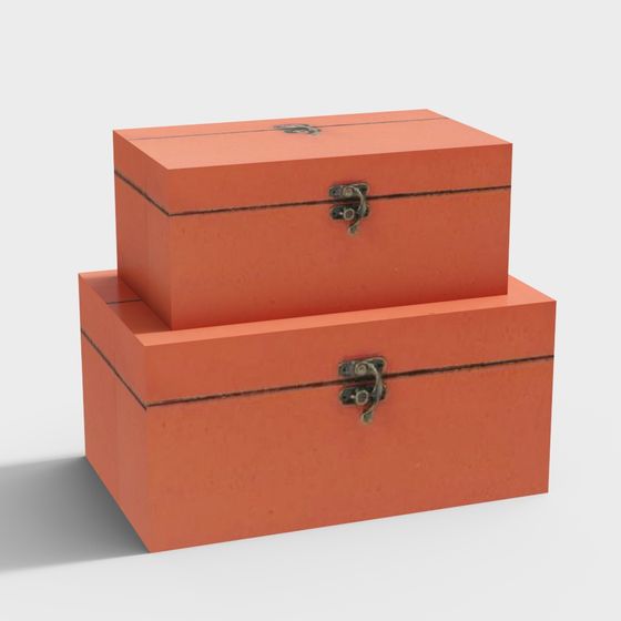 Vintage-Style Orange Storage Boxes 3D model