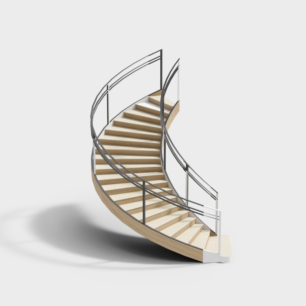 Elegant Low-Polygon Staircase 3D model