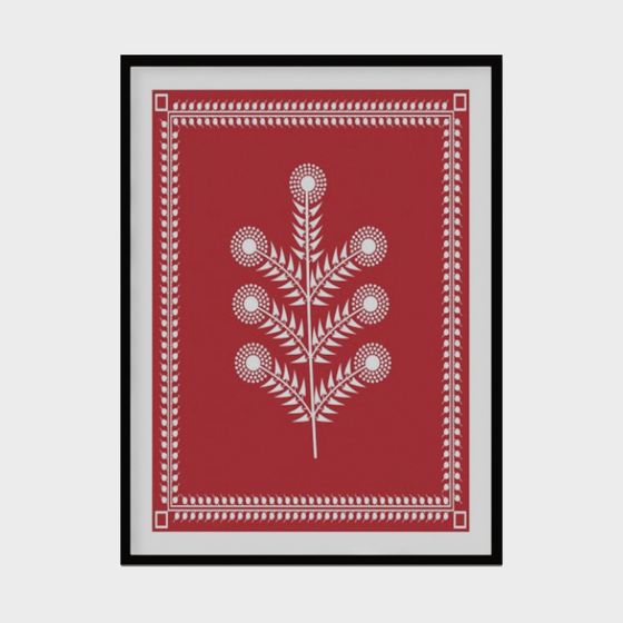 Red Floral Frame Low Poly 3D model