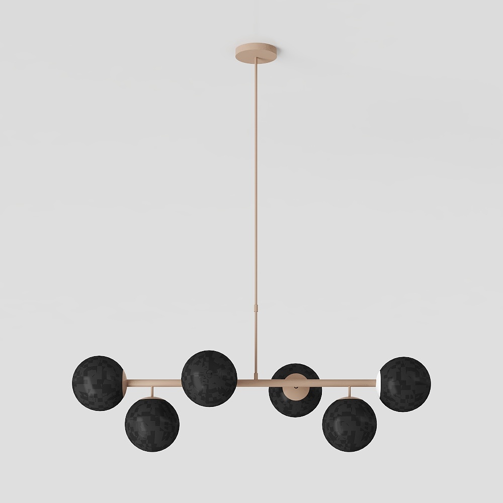 Castell 6 Globe Linear LED Pendant, Aged Brass