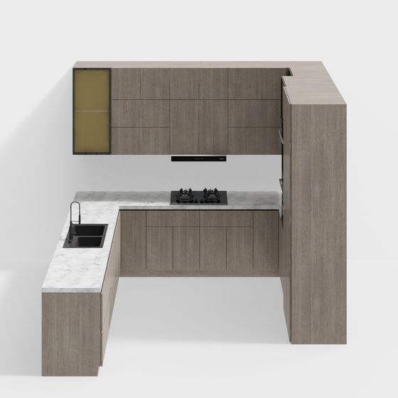 Stylish Kitchen 3D model for Contemporary Spaces