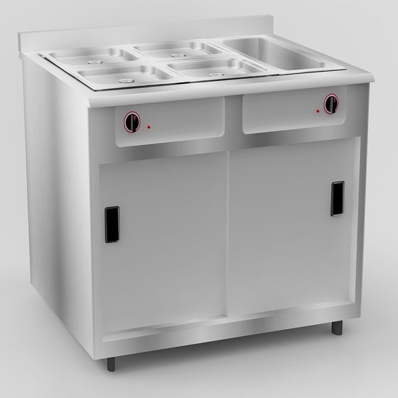 Sleek Stainless Steel Sink Cabinet 3D model