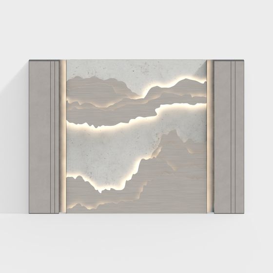 Light and Shadow Mountain Low Poly Art Wall Decor 3D model