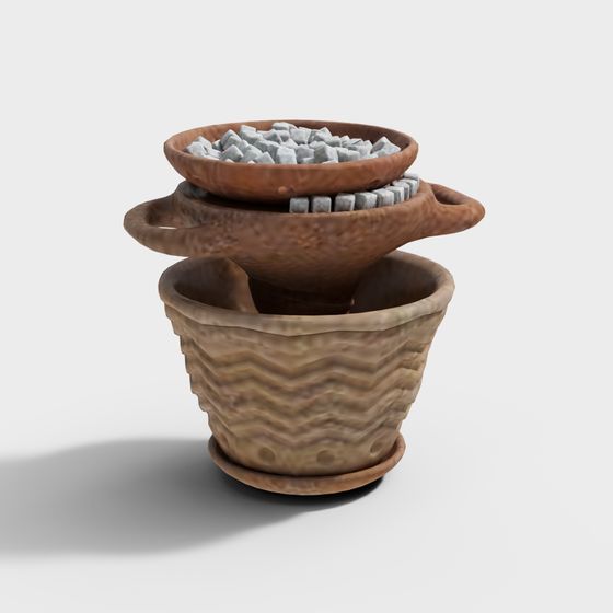Vintage Flowerpot Stack 3D model