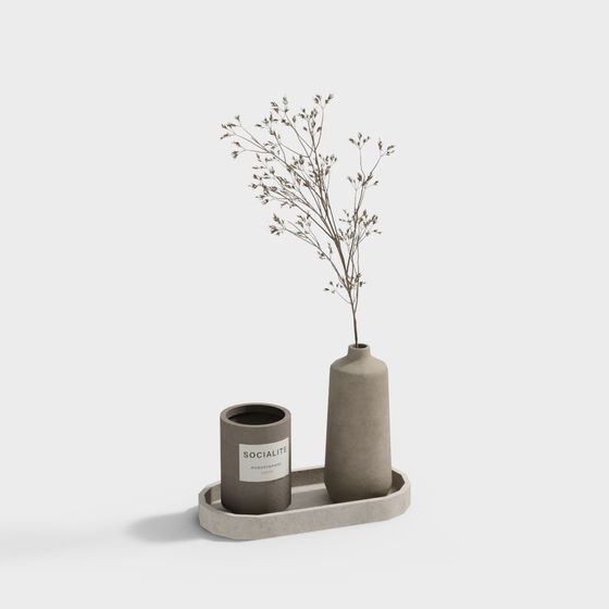 Urban Zen Vase Set 3D model for Modern Interiors