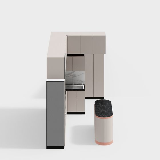 Urban Kitchen Low-Poly 3D model