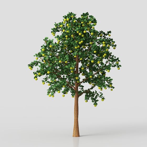 Realistic Low-Polygon Apple Tree 3D model