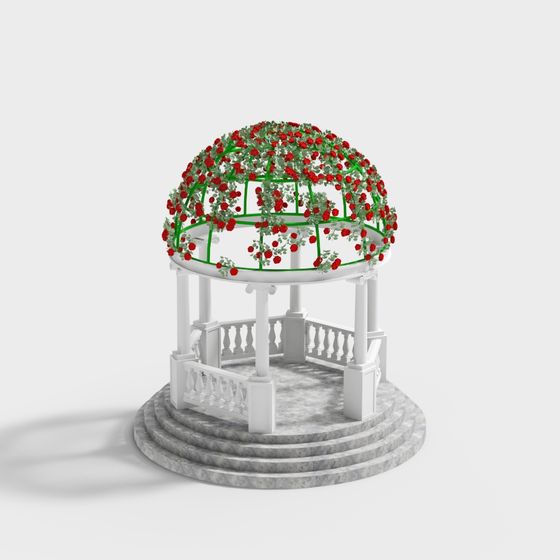 Elegant Round Pergola 3D model - Rose Peak