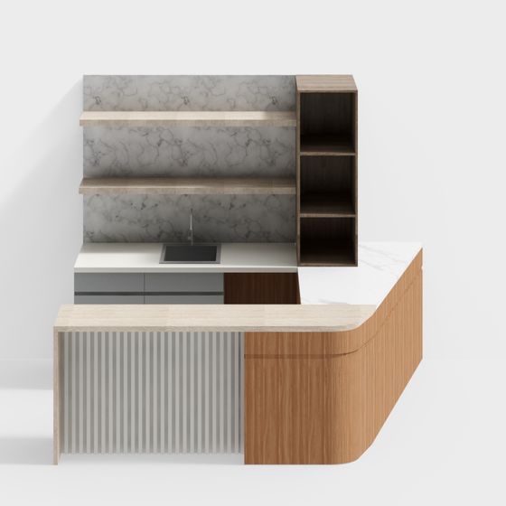 Minimalist Kitchen Island 3D model