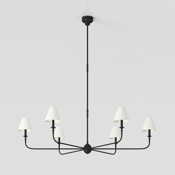 Stylish Six-Arm Art Chandelier 3D model