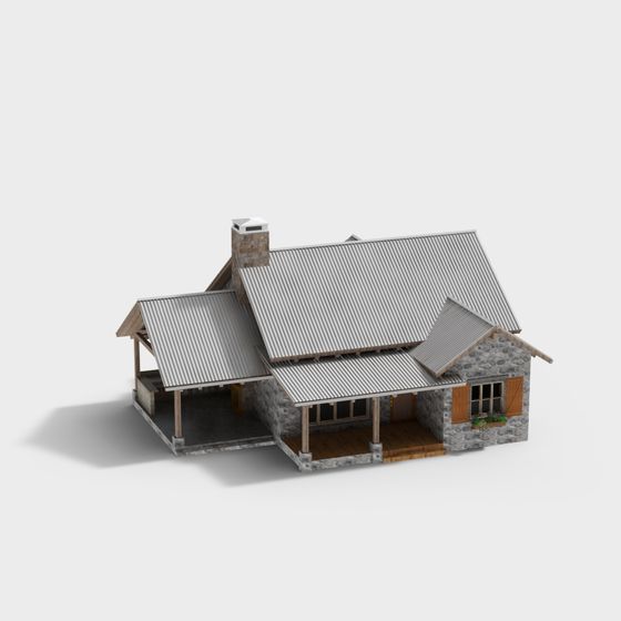 Rustic Mountain Cabin 3D model for Creative Projects