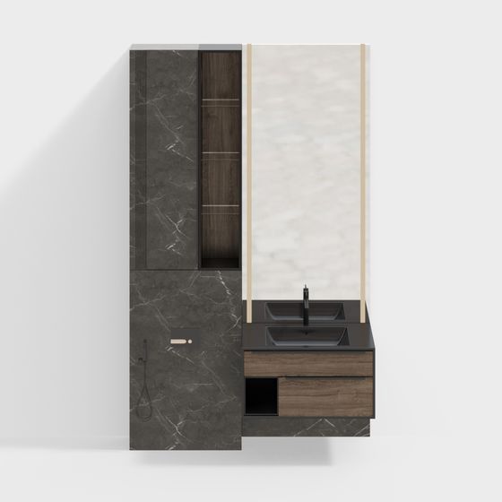 Elegant Low-Poly Bathroom Vanity 3D model