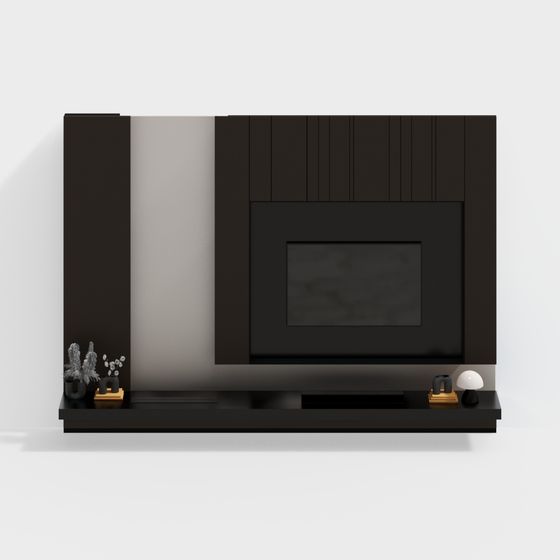 Stylish Minimalist Fireplace Mantel 3D model