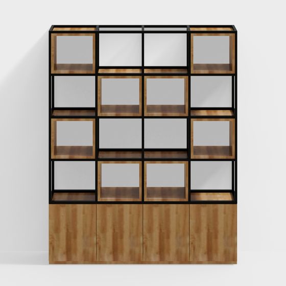 Stylish Low-Polygon Bookshelf 3D model