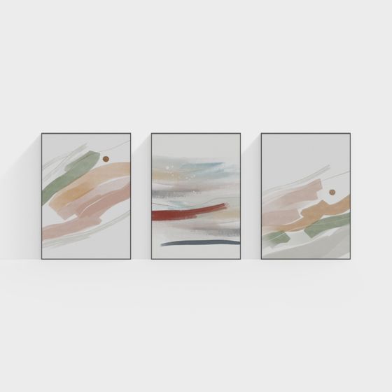 Abstract Triptych 3D model with Low-Poly Style