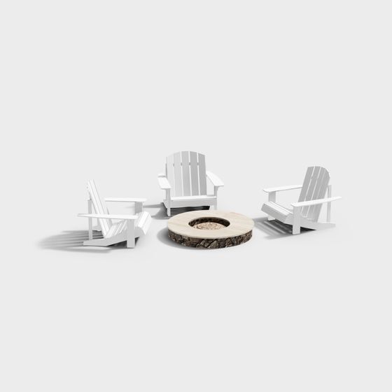 Beach Gathering Chairs with Fire Pit 3D model