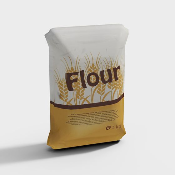 Low Poly Flour Bag 3D model for Baking Scenes