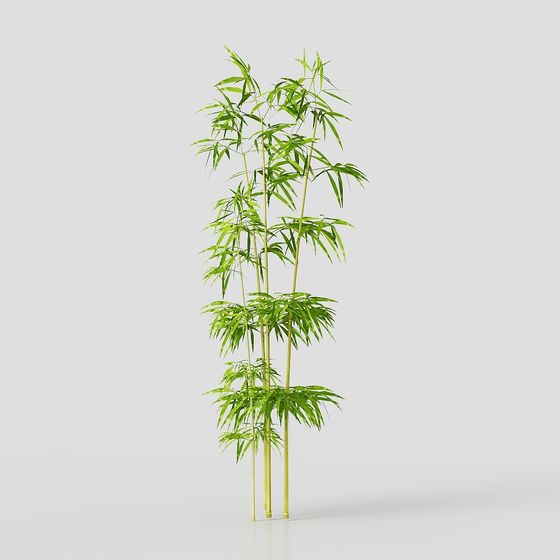 Vibrant 3D Bamboo Model for Natural Interior Design