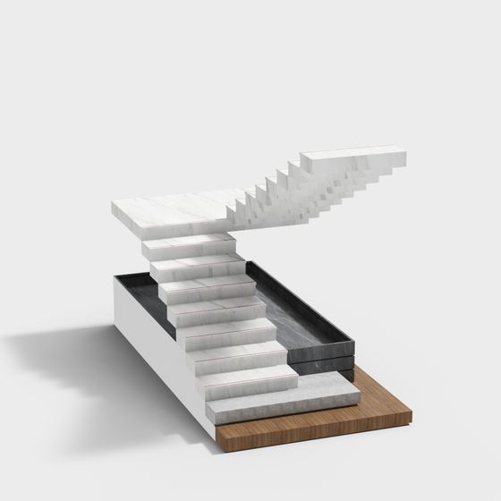 Stunning 3D Model of Floating Staircase