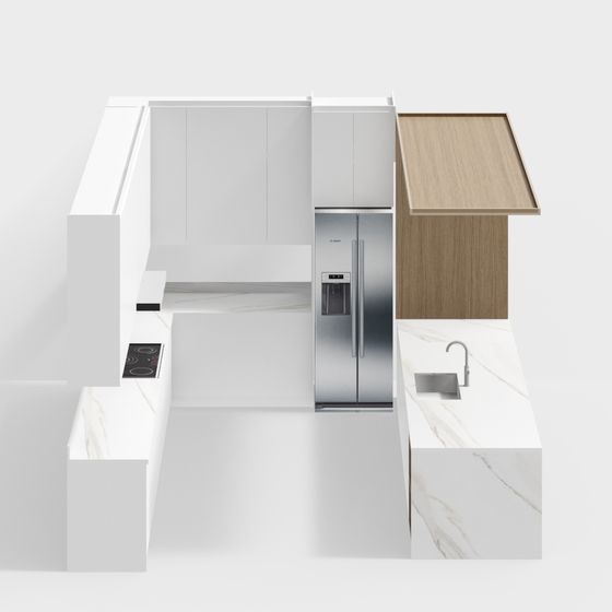 Modern Minimalist Kitchen 3D model Design